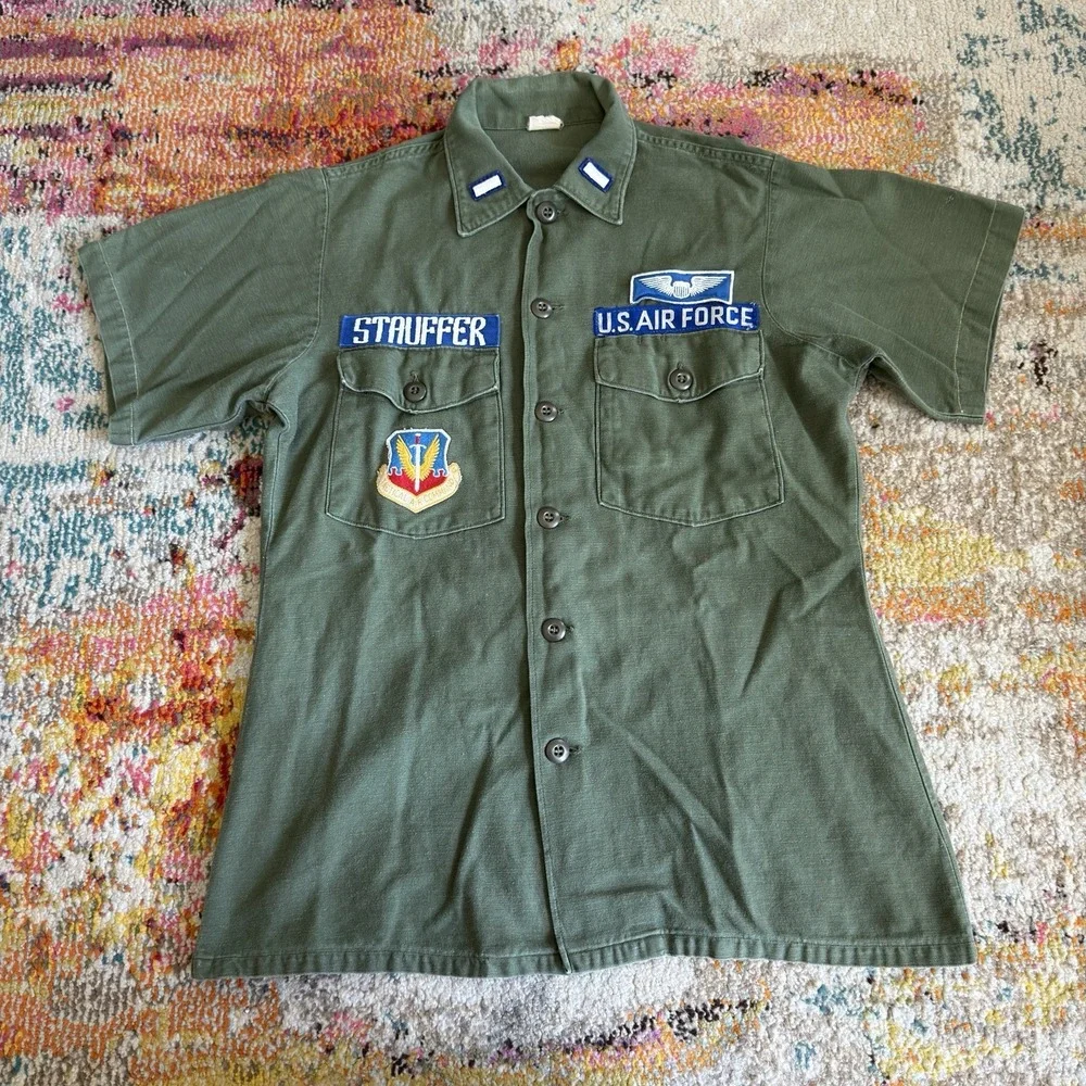 Vintage 1970 US Air Force OG-107 Short Sleeve Utility Shirt M
